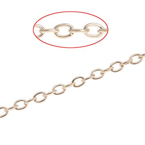 Chain, Iron, Cable Chain, Open Link, Oval, Rose Gold, 3.5x3mm - BEADED CREATIONS