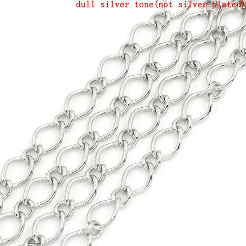 Chain, Iron, Handmade Chain, Figaro Chain, Mother-Son Chain, Open Link, Silver Tone, 10x7mm - BEADED CREATIONS