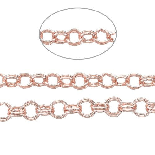 Chain, Iron, Rolo Chain, Double Link, Belcher Chain, Open Link, Rose Gold, 3.6x0.5mm - BEADED CREATIONS