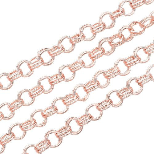 Chain, Iron, Rolo Chain, Double Link, Belcher Chain, Open Link, Rose Gold, 3.6x0.5mm - BEADED CREATIONS