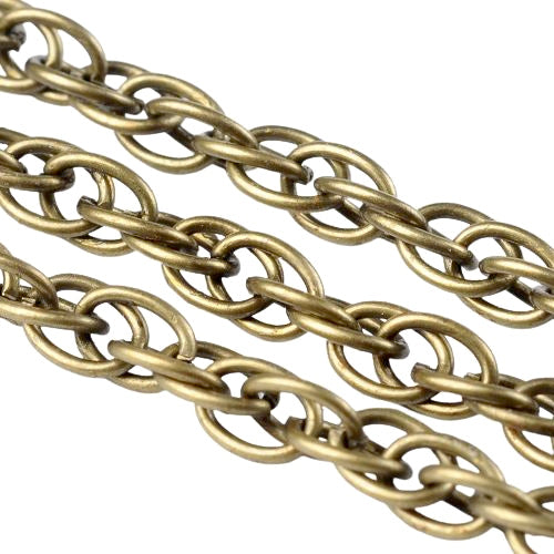 Chain, Iron, Rope Chain, Open Link, Antique Bronze, 4mm - BEADED CREATIONS