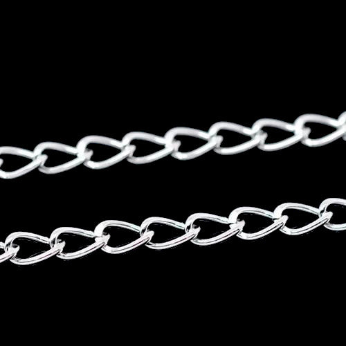 Chain, Iron, Twisted Chain, Curb Chain, Open Link, Silver Plated, 6.4x4.2mm - BEADED CREATIONS