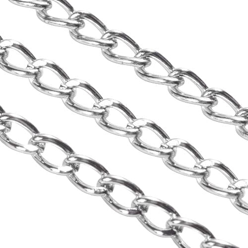 Chain, Iron, Twisted Chain, Curb Chain, Open Link, Silver Tone, 3x5mm - BEADED CREATIONS