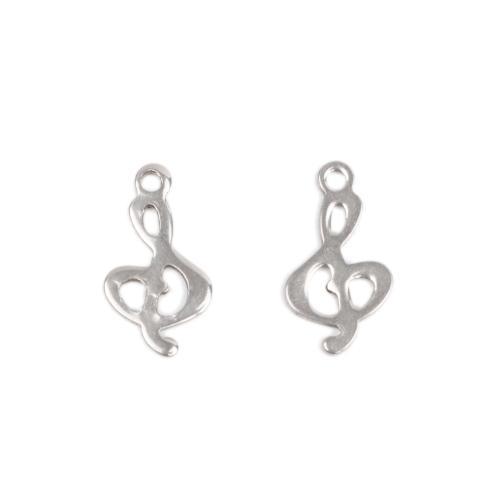 Charms, 201 Stainless Steel, Musical Note, Silver Tone, 15mm - BEADED CREATIONS