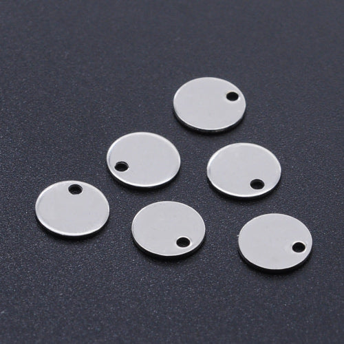 Charms, 201 Stainless Steel, Stamping Blanks, Flat, Round, Silver Tone, 8mm - BEADED CREATIONS