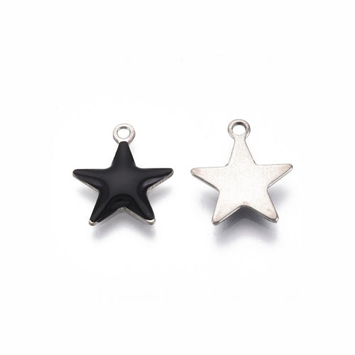 Charms, 201 Stainless Steel, Star, Enameled, Single-Sided, Assorted, 14.5mm - BEADED CREATIONS