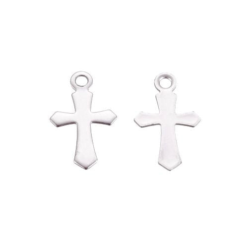 Charms, 304 Stainless Steel, Cross, Laser-Cut, Silver Tone, 11.5mm - BEADED CREATIONS