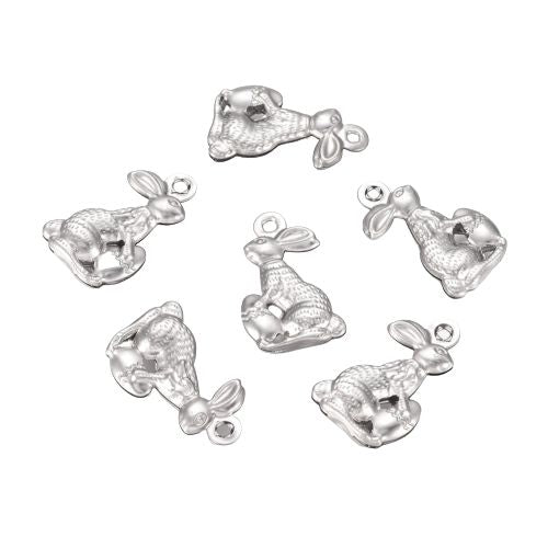 Charms, 304 Stainless Steel, Easter Bunny, Silver Tone, 18mm - BEADED CREATIONS