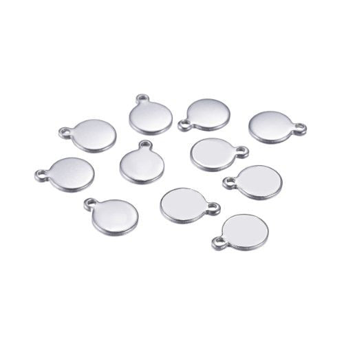 Charms, 304 Stainless Steel, Flat, Round, Stamping Blank Tags, Silver Tone, 11mm - BEADED CREATIONS
