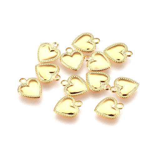Charms, 304 Stainless Steel, Puffed Heart, Golden, 9.5mm - BEADED CREATIONS
