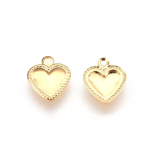 Charms, 304 Stainless Steel, Puffed Heart, Golden, 9.5mm - BEADED CREATIONS