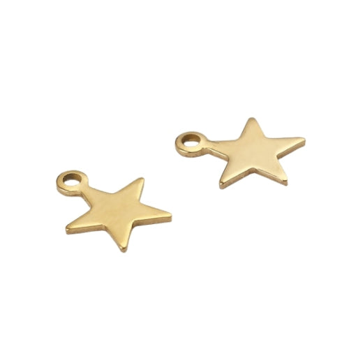 Charms, 304 Stainless Steel, Star, Gold Plated, 1.5mm - BEADED CREATIONS