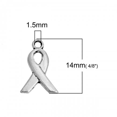 Charms, Awareness, Ribbon, Silver Tone, Alloy, 14mm - BEADED CREATIONS