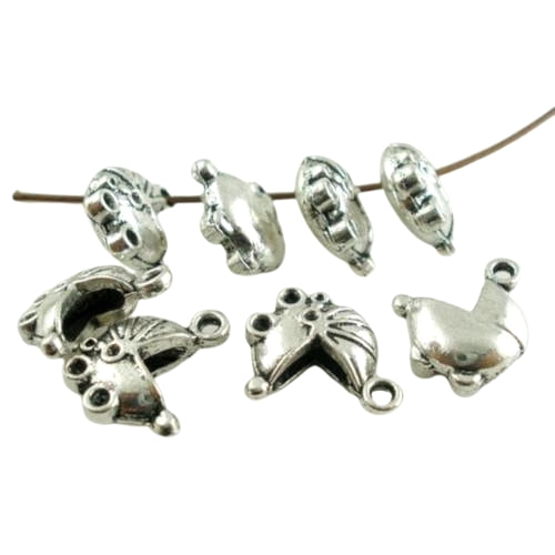 Charms, Baby Carriage, 3D, Antique Silver, Alloy, 13mm - BEADED CREATIONS