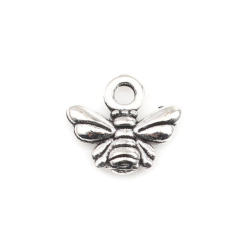 Charms, Bee, Antique Silver, Alloy, 11mm - BEADED CREATIONS