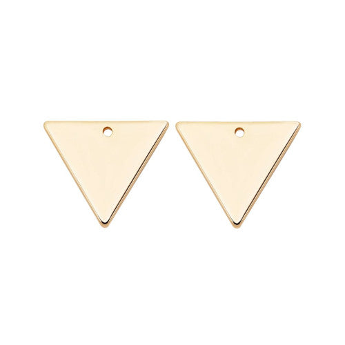 Charms, Brass, Triangle, Double-Sided, Blank, 18K Gold Plated, 14mm - BEADED CREATIONS