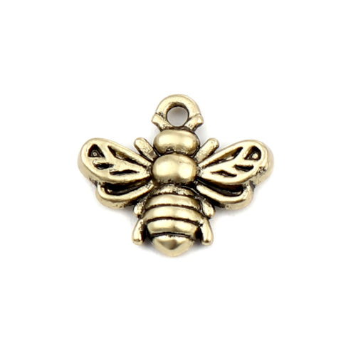 Charms, Bumblebee, Single-Sided, Antique Gold, Plated, Alloy, 13mm - BEADED CREATIONS