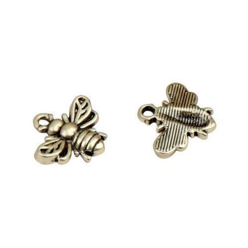 Charms, Bumblebee, Single-Sided, Antique Gold, Plated, Alloy, 13mm - BEADED CREATIONS