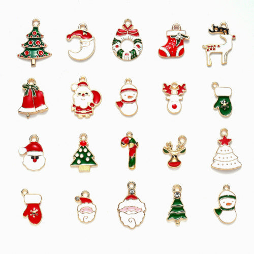 Charms, Christmas Theme, Assorted, Enameled, Gold Plated, Alloy, 17-29mm - BEADED CREATIONS
