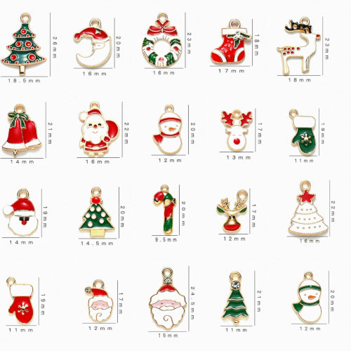 Charms, Christmas Theme, Assorted, Enameled, Gold Plated, Alloy, 17-29mm - BEADED CREATIONS
