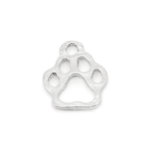 Charms, Dog Paw, Cut-Out, Silver Tone, Alloy, 13mm - BEADED CREATIONS
