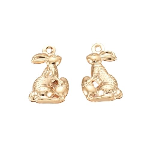 Charms, Easter Bunny, Stainless Steel, Gold Plated, 18mm - BEADED CREATIONS