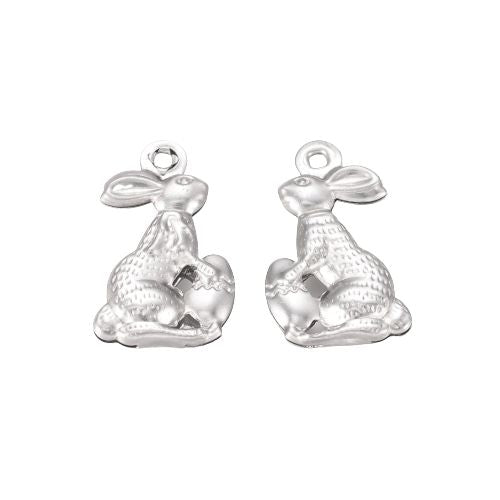 Charms, Easter Bunny, Stainless Steel, Silver, 18mm - BEADED CREATIONS