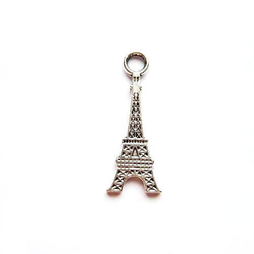 Charms, Eiffel Tower, Double-Sided, Flat, Antique Silver, Alloy, 32mm - BEADED CREATIONS