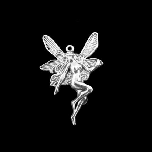 Charms, Fairy, Single-Sided, Antique Silver, Alloy, 21mm - BEADED CREATIONS