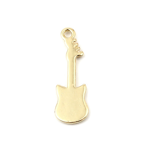 Charms, Guitar, Single-Sided, 16K Gold Plated, Alloy, 32mm - BEADED CREATIONS