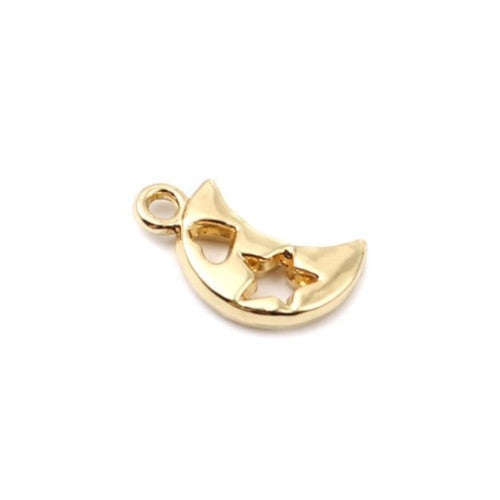 Charms, Half Moon, Cut-Out, Star, Heart, Double-Sided, 16k Gold Plated, Alloy, 17mm - BEADED CREATIONS