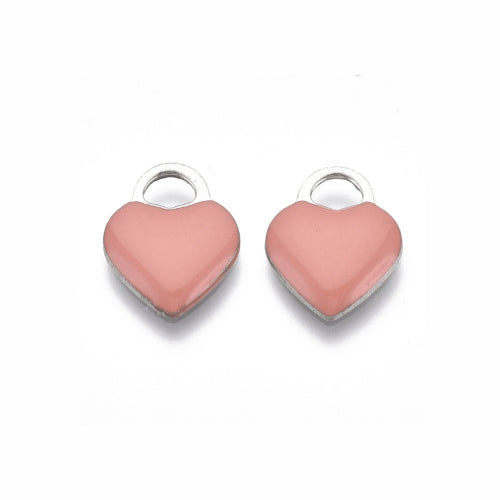Charms, Heart, 201 Stainless Steel, Enameled, Single-Sided, Assorted, 14.5mm - BEADED CREATIONS