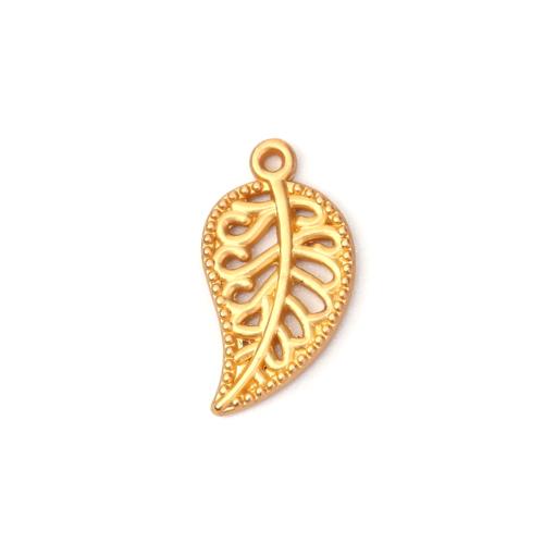 Charms, Leaf, Filigree, Matt, Gold Plated, Alloy, 19mm - BEADED CREATIONS