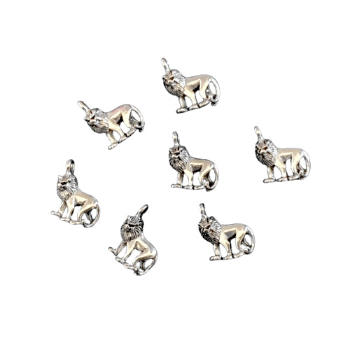 Charms, Lion, 3D, Antique Silver, Alloy, 15mm - BEADED CREATIONS