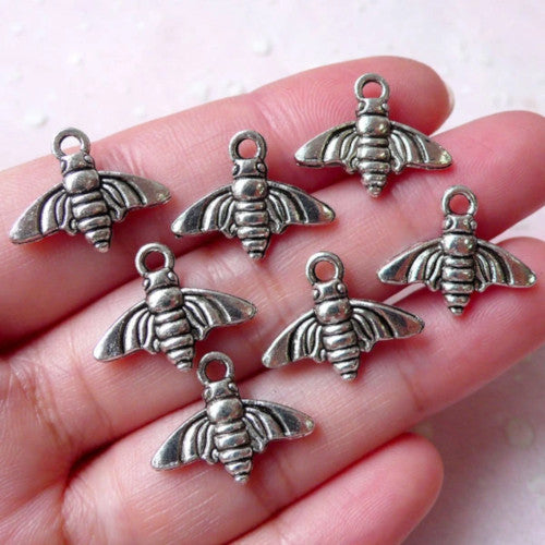 Charms, Moth, Double-Sided, Antique Silver, Alloy, 18mm - BEADED CREATIONS