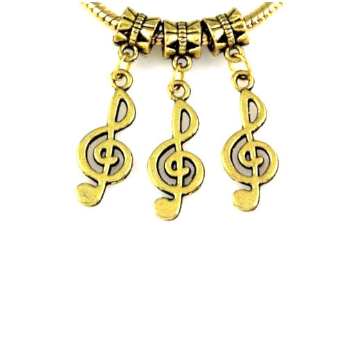 Charms, Music Note, Slide-On, Dangle, Gold Tone, Alloy, 32mm