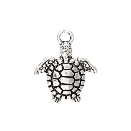 Charms, Sea Turtle, Single-Sided, Antique Silver, Alloy, 16mm - BEADED CREATIONS