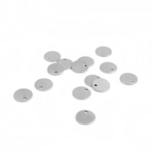Charms, Stamping Blanks, Round, 201 Stainless Steel, Silver Tone, Drop, 10mm - BEADED CREATIONS