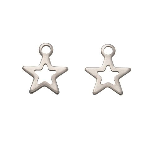 Charms, Star, 201 Stainless Steel, Cut-Out, Silver Tone, 9.5mm - BEADED CREATIONS