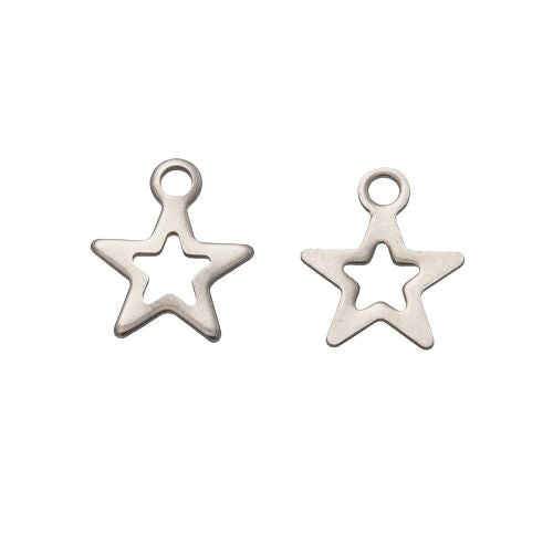 Charms, Star, 201 Stainless Steel, Cut-Out, Silver Tone, 9.5mm - BEADED CREATIONS