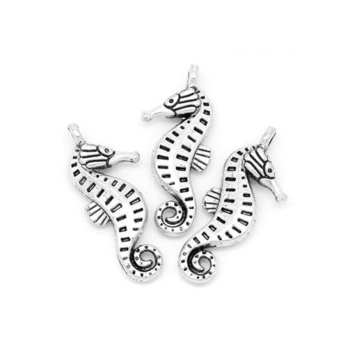 Charms, Seahorse, Double-Sided, Silver Tone, Alloy, 22mm - BEADED CREATIONS