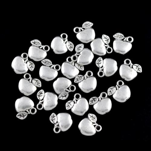 Charms, Tibetan Style, Apple, Double-Sided, Antique Silver, Alloy, 10.5mm - BEADED CREATIONS