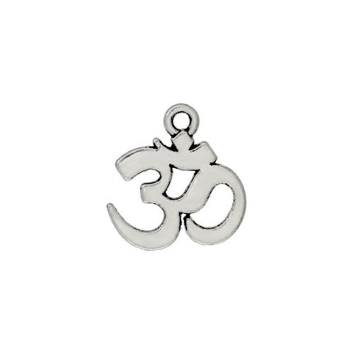 Charms, Tibetan Style, Ohm, Om, Yoga, Healing, Symbol, Antique Silver, Alloy, 15mm - BEADED CREATIONS