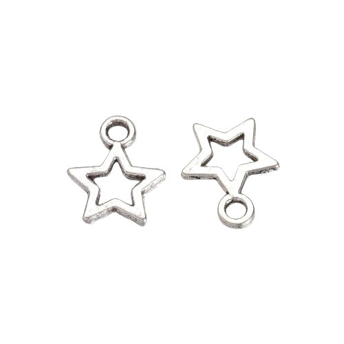 Charms, Tibetan Style, Open, Star, Antique Silver, Alloy, 10mm - BEADED CREATIONS