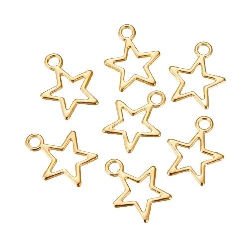 Charms, Tibetan Style, Open, Star, Golden, Alloy, 14.5mm - BEADED CREATIONS