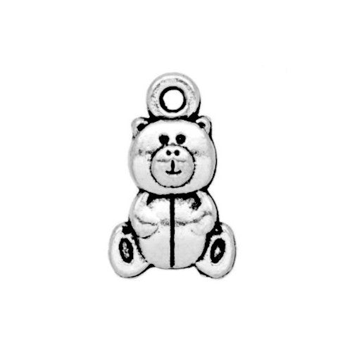 Charms, Tibetan Style, Teddy Bear, Double-Sided, Antique Silver, Alloy, 16mm - BEADED CREATIONS