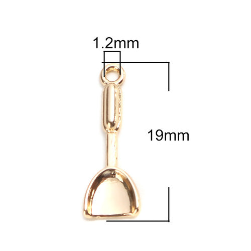 Charms, Utensils, Spatula, Miniature, Gold Plated, Alloy, 19mm - BEADED CREATIONS