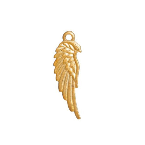 Charms, Wings, Swan, Double-Sided, Gold Plated, Alloy, 33mm - BEADED CREATIONS