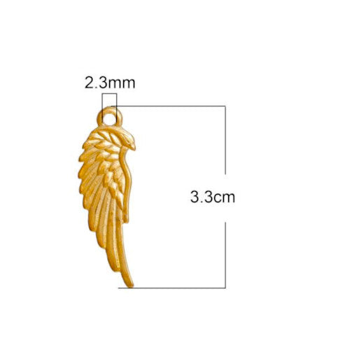 Charms, Wings, Swan, Double-Sided, Gold Plated, Alloy, 33mm - BEADED CREATIONS
