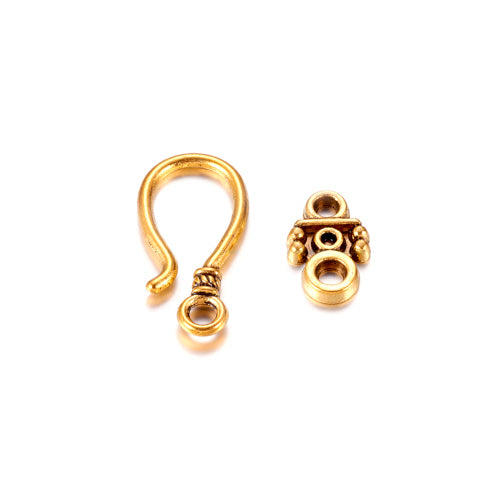 Clasps, Ornate, Antique Gold, Single-Sided, Hook And Eye Clasps, Alloy, 24mm - BEADED CREATIONS